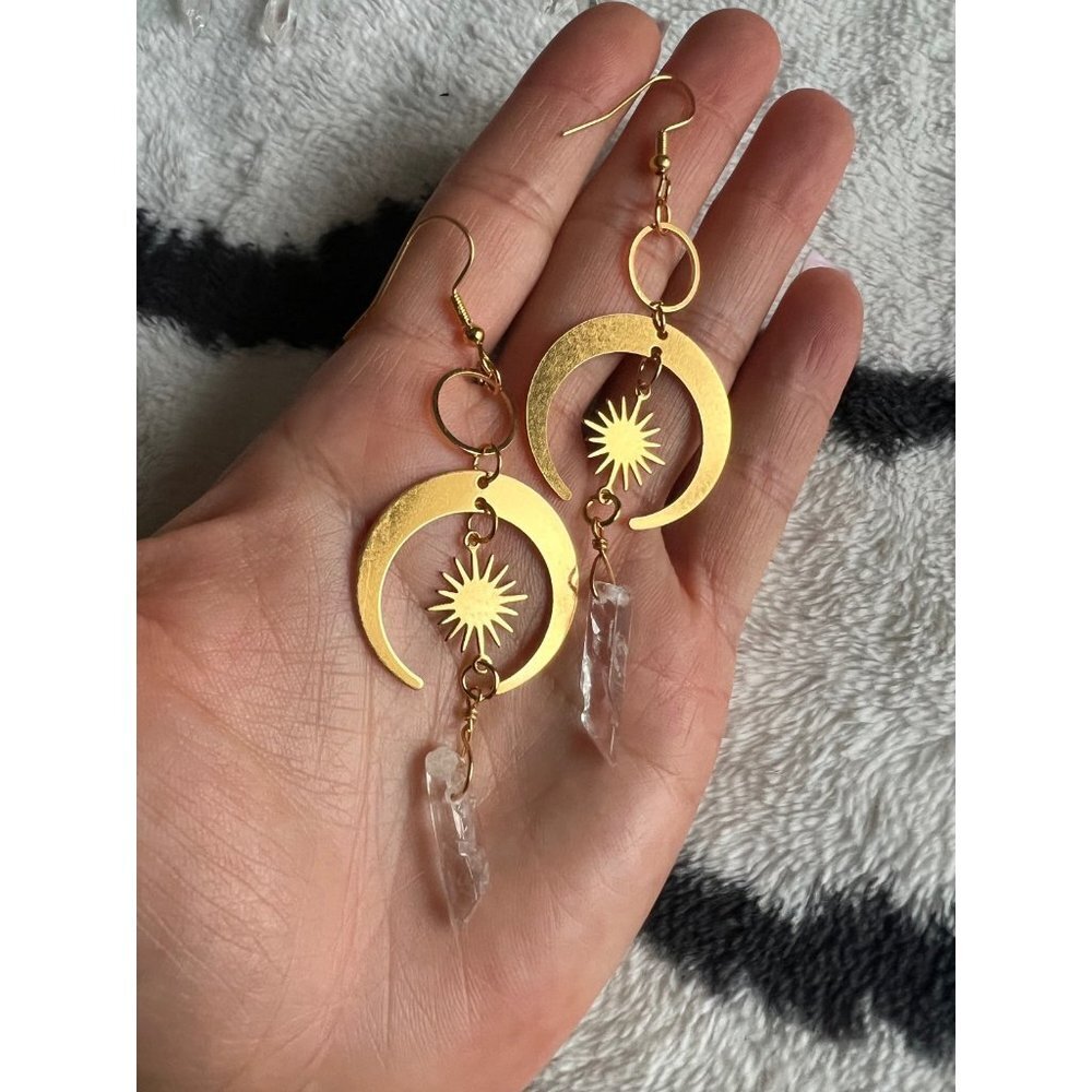 LUNA Magic Moon + Quartz Crystal Earrings
